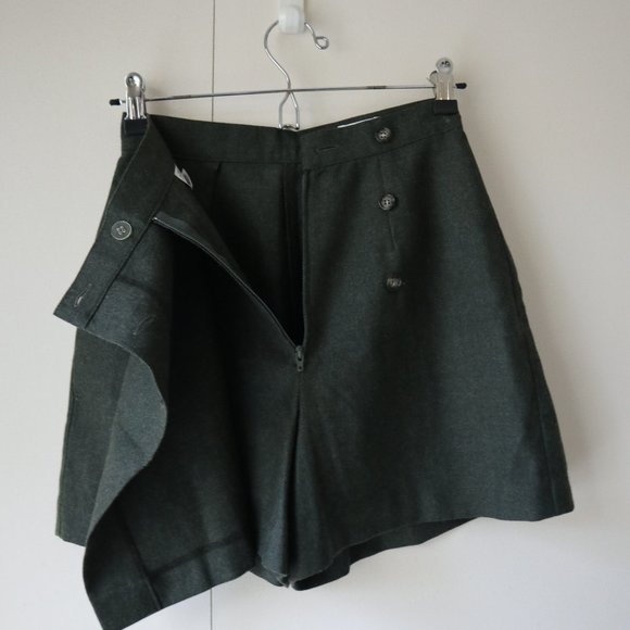 United Colors of Benetton Olive Grey High Waisted 100% Wool Skort - Picture 5 of 7
